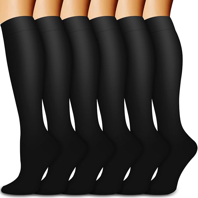 Bluemaple Compression Socks for Women & Men Circulation (6 Pairs) 15-20 mmHg is Best Support for Athletic Running Cycling