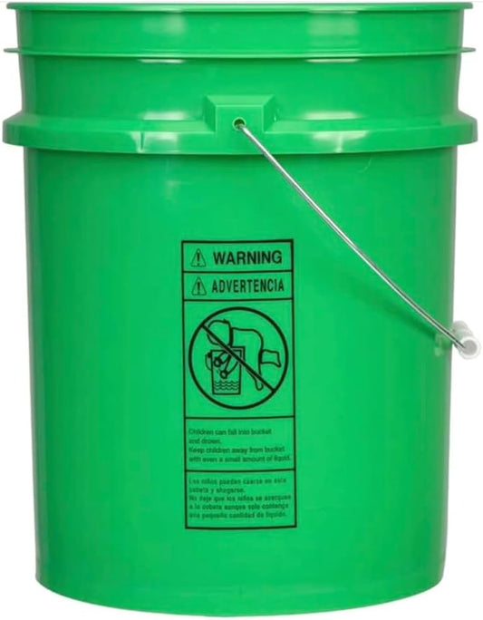 House Naturals 5 Gallon Premium HPDE Plastic Bucket - Made in USA Food Grade Storage Container, BPA Free All Purpose Pail (1, Green)