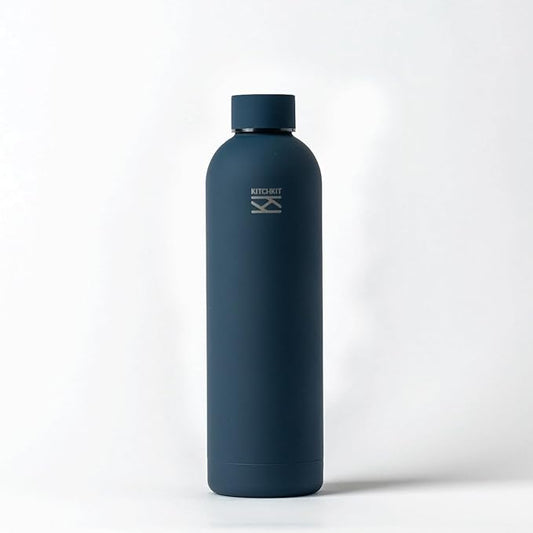 Insulated Stainless Steel Water Bottle 25oz/750ml Vacuum Flask, Leak-Proof Lid, Hot & Cold Retention, Minimalist White Design, Reusable Eco Bottle (Navy Blue)