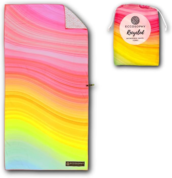 ECCOSOPHY Microfiber Beach Towel - Sand Free Towels are Quick Dry, Light Weight, Super Absorbent - Perfect Pool, Travel, Cruise, Camping Essentials - Oversized Extra Large for Adults 71x35 in