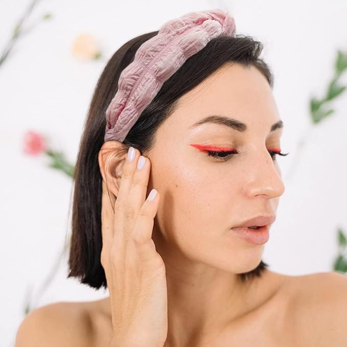 Madison Tyler Headbands for Women | Fashion Boho Top Knotted Pink Puff Cloth Workout Hairbands | Outdoor and Party Non-Slip Headbands