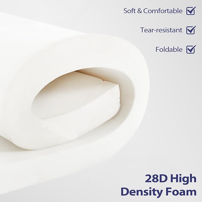 Outdoor Bench Cushion 48x16x3 Inch with Ties, Thick Waterproof Porch Swing Cushions for Patio Furniture Chair Pad, Seat Sofa Garden Replacement Cushion Sponge Filling (Blue&white Stripes, 48x16)