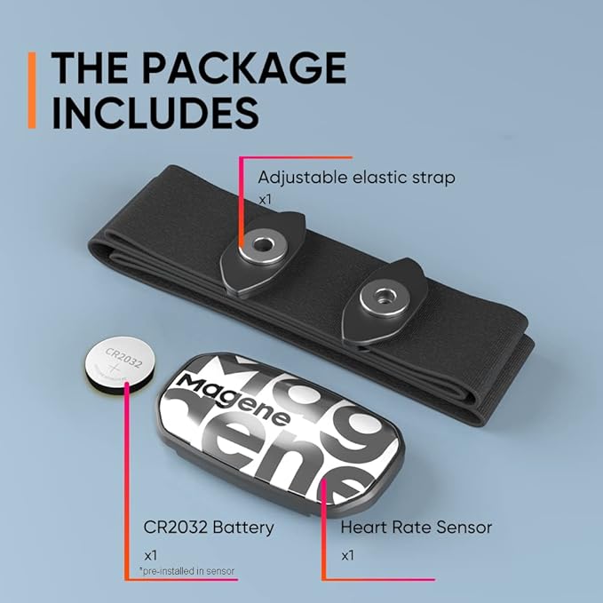 Magene H603 Chest Strap Heart Rate Monitor, ANT+ and Bluetooth Compatible with Fully Adjustable Strap, iPhone & Android Compatible