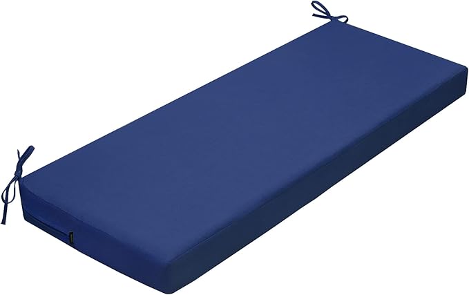 idee-home Outdoor Bench Cushion Waterproof, Bench Cushions for Outdoor Furniture, Patio Porch Swing Replacement Seat Pad with Ties for Garden Backyard, 45 x 18 Inch Navy Blue