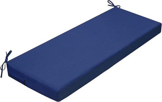 idee-home Outdoor Bench Cushion Waterproof, Bench Cushions for Outdoor Furniture, Patio Porch Swing Replacement Seat Pad with Ties for Garden Backyard, 45 x 18 Inch Navy Blue