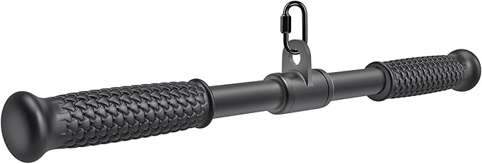 SELEWARE Rotating Straight Bar Cable Machines Attachments for Gym, Pull Down Bar Press Down Bar with Non-Slip Rubber Handle, Universal Attachment for Cable Machines