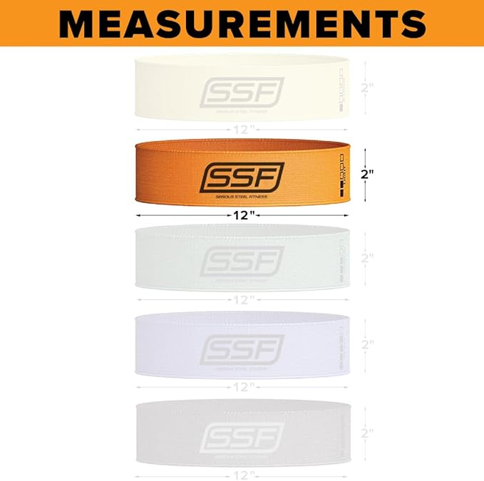 Serious Steel Fitness Fabric Mini Loop Non-Slip Resistance Band Set | Warm-Up, Physical Therapy, Glute Training, Speed and Agility Exercise Bands