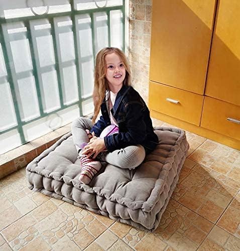 Verpert Floor Pillow 25x25 Inch, Square Meditation Cushion Floor Seating for Adults, Oversized Tufted seat Cushion Reading Nook for Kids, Yoga Meditation Pillow for Sitting on Floor-Gray