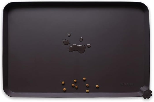 Hoki Found X-Large Silicone Non-Slip Pet Feeding Mats - Waterproof, Ideal for Dogs, Cats & Carpets - Dark Oak