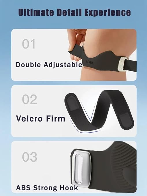 Patella Band for knee Pain Relief during exercise | Adjustable Patellar Tendon Support Strap for Running | Sports & Support | Tendonitis & Jumper's | Made with Silicone & Polyamide. (black)