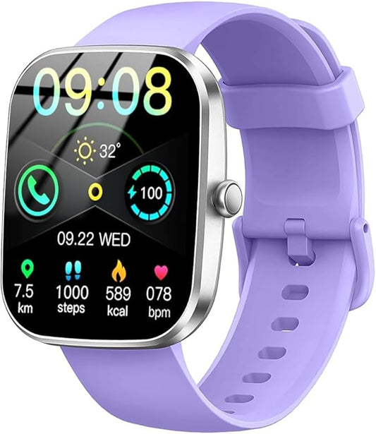 Smart Watch(Answer/Make Call), 1.91" Smartwatch for Men Women, New Fitness Watch with 110+ Sport Modes, Fitness Activity Tracke with Pedometer/Sleep Monitor/Heart Rate/IP68 Waterproof, Silver Purple