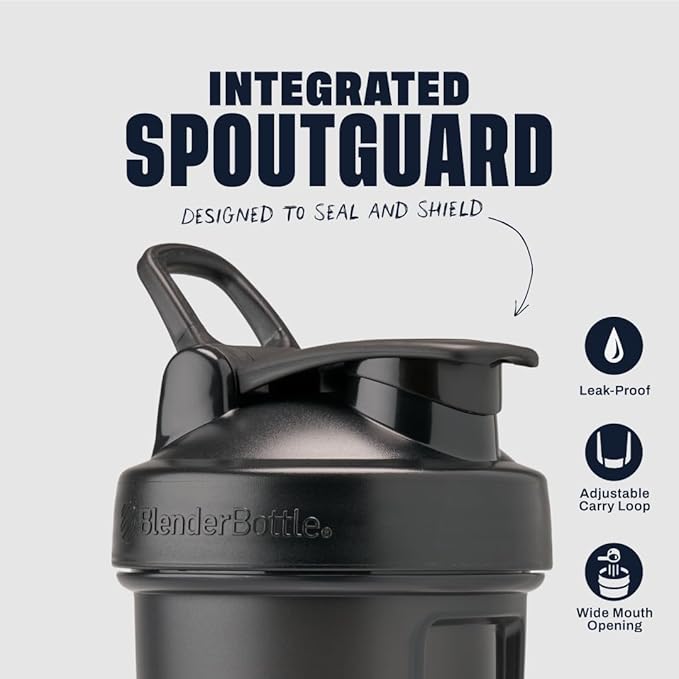 BlenderBottle Classic V2 Shaker Bottle Perfect for Protein Shakes and Pre Workout, 28-Ounce, Black, 2 Pack