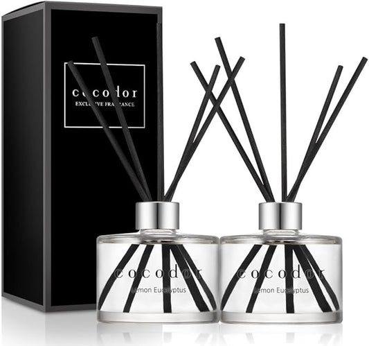 COCODOR Signature Reed Diffuser Set/Lemon Eucalyptus / 6.7oz /2 Pack/Home Fragrance Diffuser, Oil Scent Diffuser for Bathroom Shelf Decor