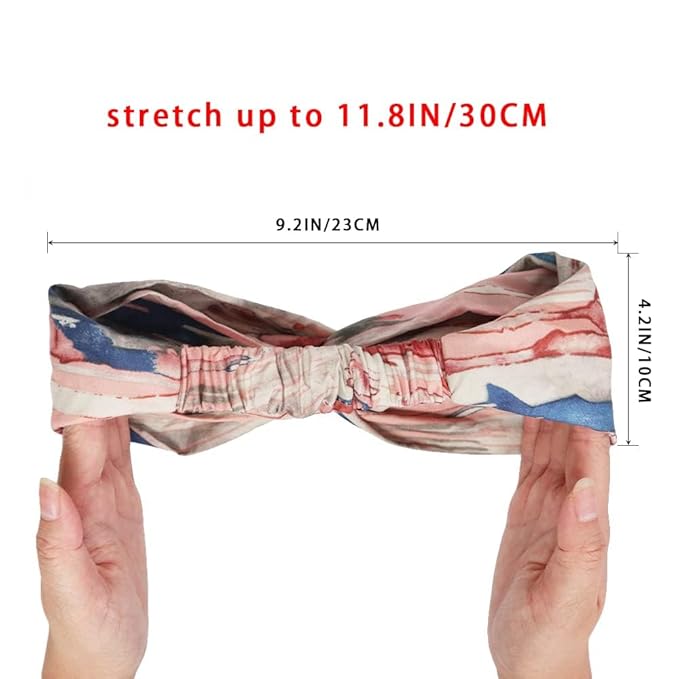 Madison Tyler Headbands for Women | Fashion Boho Headbands Top Knotted With Rhinestones Elastic Workout Hairbands | Outdoor and Party Headbands for Women Non Slip. (multi color(pink,blue,tan))