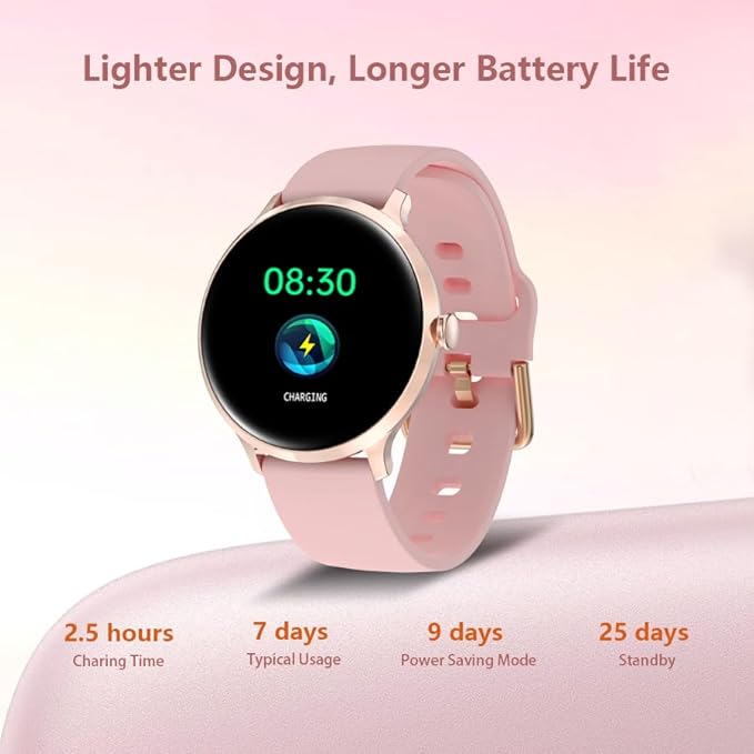 BRIBEJAT Smart Watch for Women, HD 1.20" Smartwatch Zinc Alloy Case, Fitness Tracker with SpO2/Heart Rate/Sleep Monitor, Waterproof Activity Tracker Pedometer Compatible with iOS Android