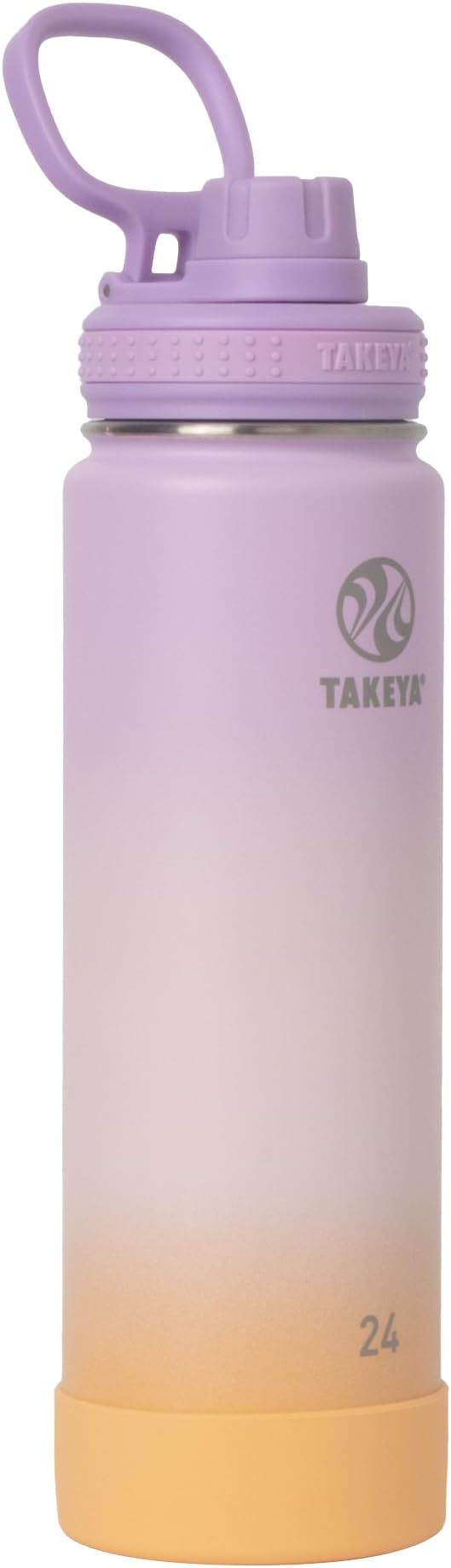 Takeya Actives Water Bottle with Spout Lid - Bottle with Double Stainless Steel Insulation - Dishwasher Safe & BPA-Free - Bottle with Spout Lid & Removable Bumper - 24 oz, Ombre Golden Hour