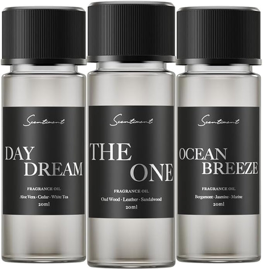 Hotel Diffuser Oil Discovery Kit | Inspired by 1 Hotel® Ritz-Carlton® & Luxury Hotel Scents | Aromatherapy Oils with Notes of Cardamom, Tuscan Leather, and Sandalwood (20ml, Top 3 Scents)