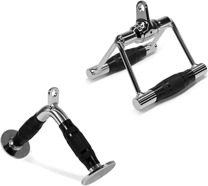 Yes4All Cable Machine Attachment, Row Handles, Tricep Rope, Straight Bar, V Bar, LAT Pulldown Accessories Load 880 LB for Home Gym