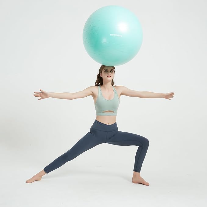 Exercise Ball Chair with Resistance Bands, Yoga Ball Office Chair with Stability Base for Home Gym, Workout Ball for Fitness, Large Size 65 cm