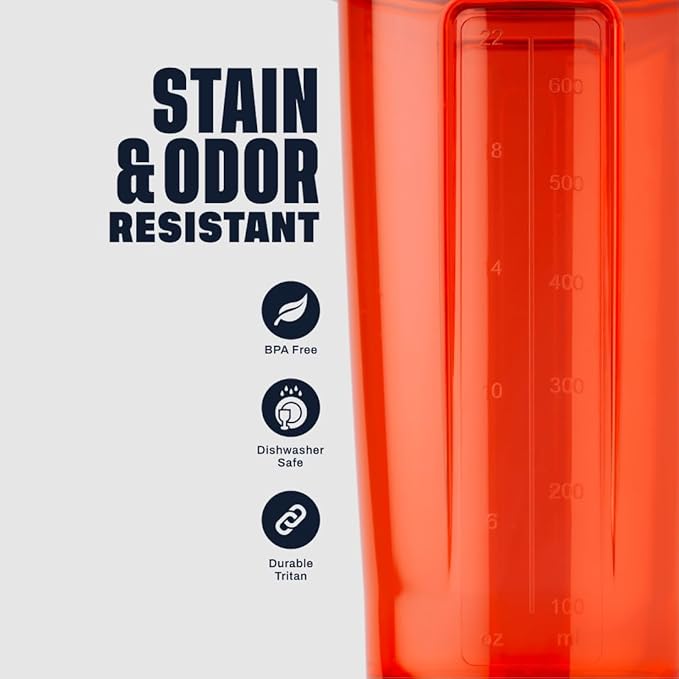 BlenderBottle Shaker Bottle Pro Series Perfect for Protein Shakes and Pre Workout, 24-Ounce, Coral