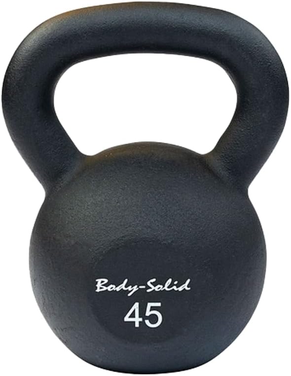 Body-Solid Matte Black Powder Coat Kettlebell with Kettle Grip Handle, Perfect Kettlebells for Weight Training and Core Workout Exercise Equipment