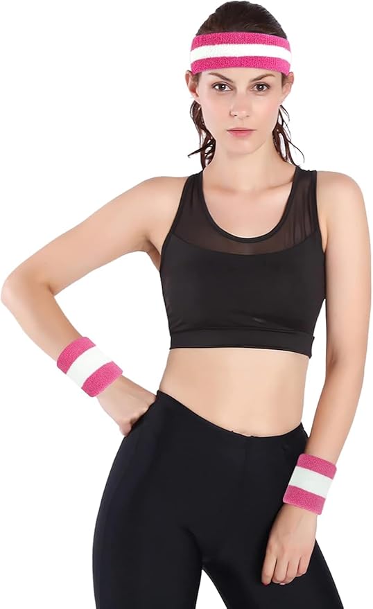 ONUPGO Sweatband Headbands for Men & Women -12PCS Sports Headbands Moisture Wicking Athletic Cotton Terry Cloth Headband for Tennis,Basketball,Football,Gym,Working Out