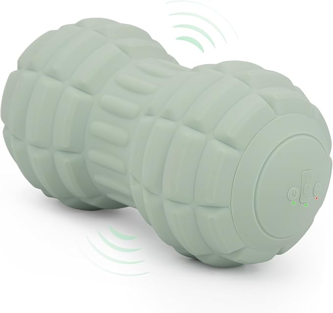 Vibrating Peanut Massage Ball for Back, Neck, Leg, Foot and Body, Portable Deep Tissue Muscle Roller for Trigger Point Massage, Myofascial Release and Psoas Release Tool (Green)