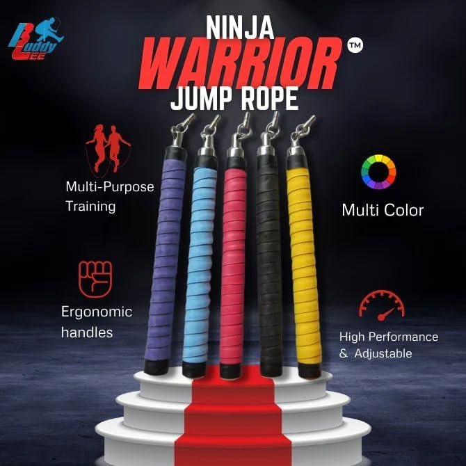 Buddy Lee Ninja Warrior Jump Rope – Adjustable Speed Rope for Fitness, HIIT, CrossFit & Boxing – Tangle-Free with Precision Ball Bearings – Durable, Lightweight & Ergonomic Handles