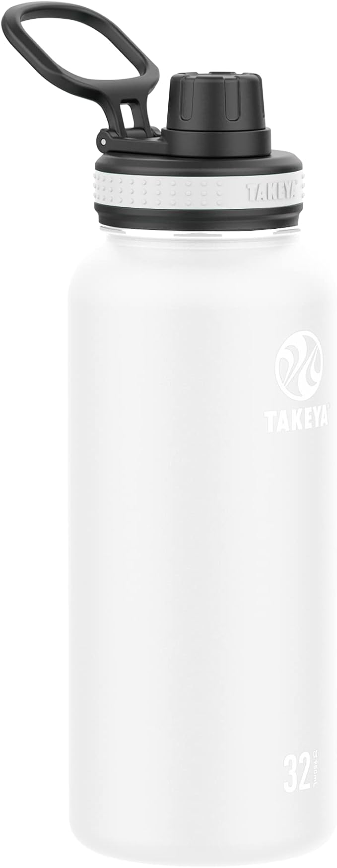 Takeya Originals 32 oz Vacuum Insulated Stainless Steel Water Bottle with Spout Lid, White