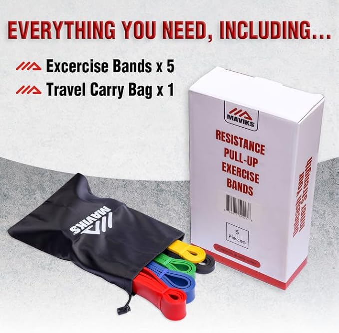 Exercise Resistance Bands for Working Out Set of 5 for Women and Men, Stretch Bands for Exercise, Physical Therapy, Arms Legs Workout, Stretching, Home Fitness