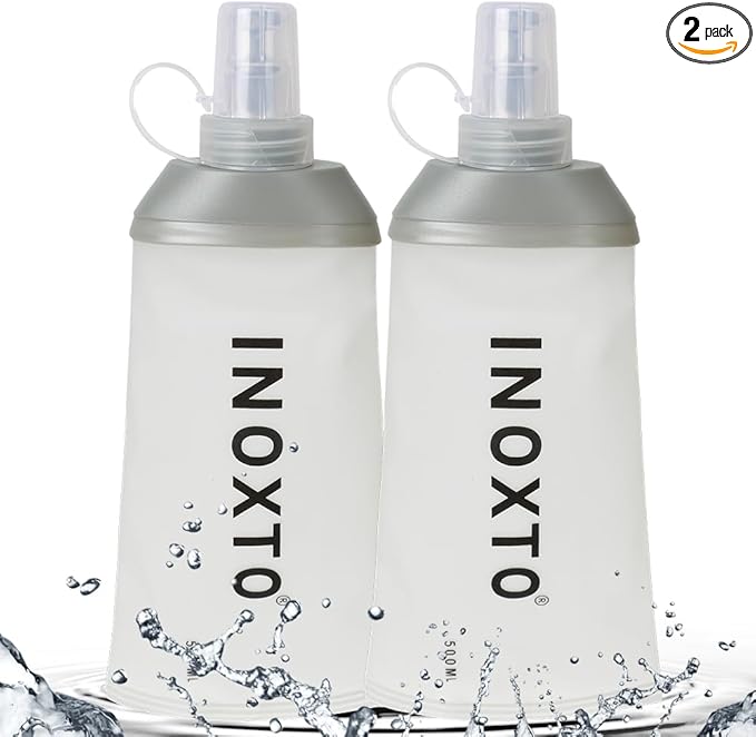 INOXTO Soft Flask,Collapsible Soft Water Bottles for Hydration Vests and Running Packs, Soft Flask Running Bottles for Hiking Cycling(250/500 ml) (2 PCS BIG)
