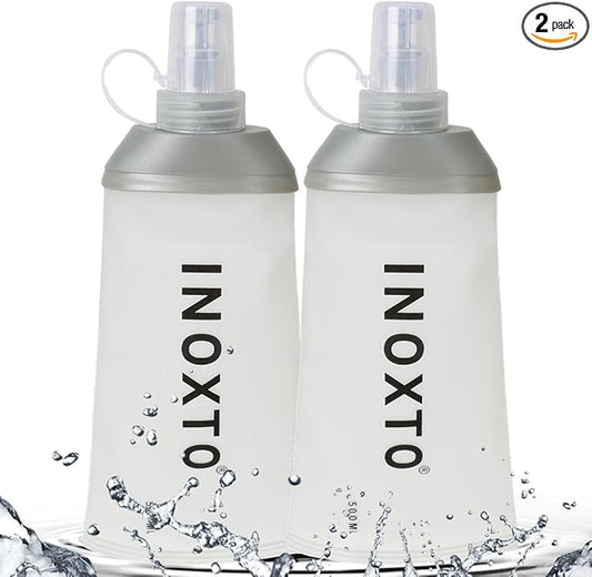 INOXTO Soft Flask,Collapsible Soft Water Bottles for Hydration Vests and Running Packs, Soft Flask Running Bottles for Hiking Cycling(250/500 ml) (2 PCS BIG)