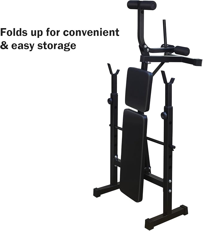 Folding Olympic Weight Benches for Home Gym, Bench Press Rack with Squat Rack with Squat Rack, Adjustable Workout Benches for Dumbbell Exercise, Workout Bench for Home Gym Full-Body