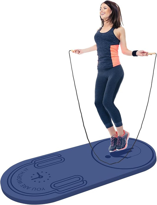 8/20/30mm Jump Rope Mat Fitness Exercise Mat Durable, Non-Slip, Workout Mats with Jump Rope & Carrying Bag for Home Gym Flooring (55"x 24")