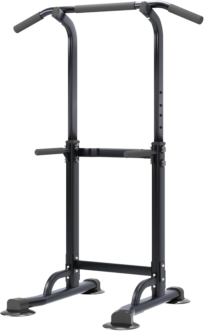DlandHome Power Tower Pull Up Dip Station Multi-Function Fitness Equipment for Strength Training Adjustable Height Dip Stand for Home Gym