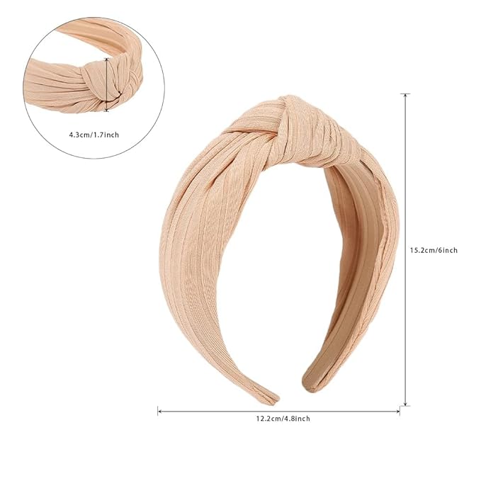 Madison Tyler Headbands for Women | Fashion Boho Headbands Top Knotted With Rhinestones Elastic Workout Hairbands | Outdoor and Party Headbands for Women Non Slip. (Blush)