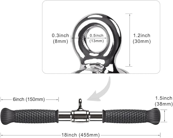 SELEWARE Rotating Straight Bar Cable Machines Attachments for Gym, Pull Down Bar Press Down Bar with Non-Slip Rubber Handle, Universal Attachment for Cable Machines