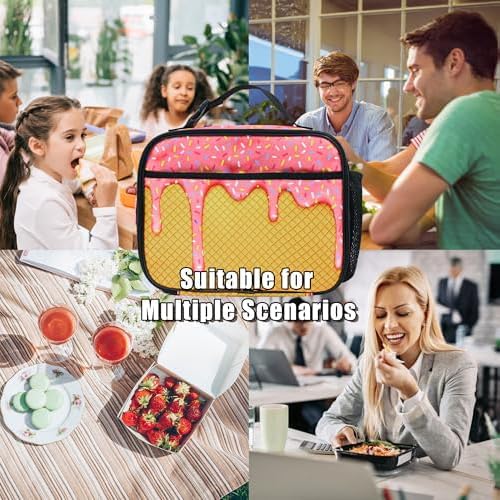 Ice Cream Lunch Bag Insulated Reusable Lunch Box Kids Girls Boys Cooler Thermal Tote Bag For Men Women School Work Picnic