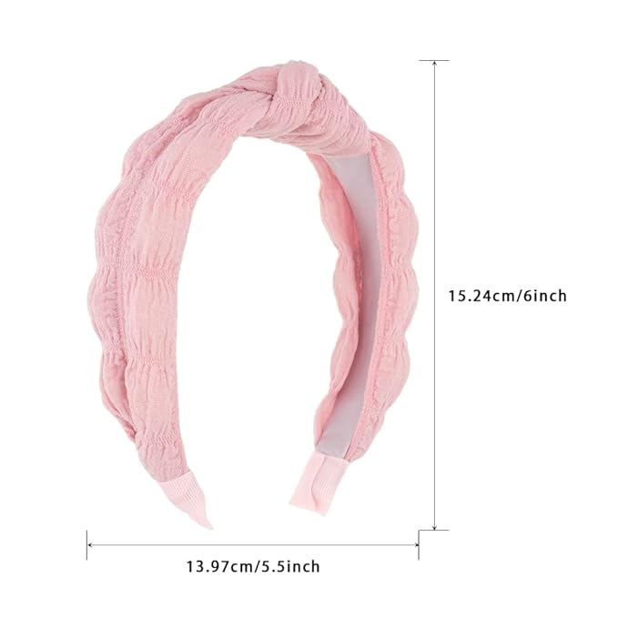 Madison Tyler Headbands for Women | Fashion Boho Top Knotted Pink Puff Cloth Workout Hairbands | Outdoor and Party Non-Slip Headbands