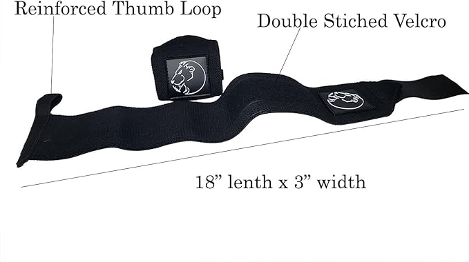 Premium Wrist Wraps for Weightlifting, BMG Premium 18” Wrist Wraps (pair) with Thumb Loop, Sturdy and Comfortable