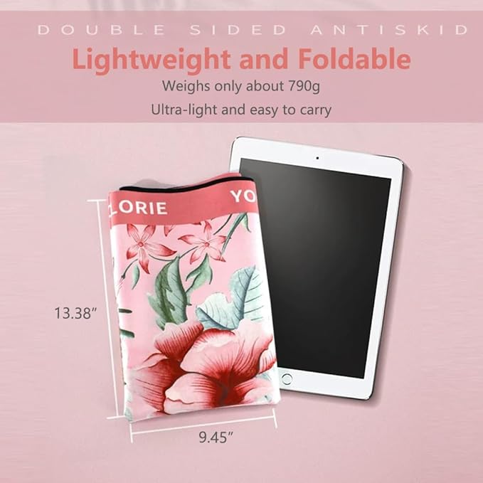 Hot Yoga Mat Towel – Non-Slip, Absorbent & Lightweight Yoga Mat Towel, 72"x26.7", Ultra-Thin 0.04", Floral Design, Microfiber & Rubber, Foldable, Perfect for Hot Yoga, Pilates & Gym