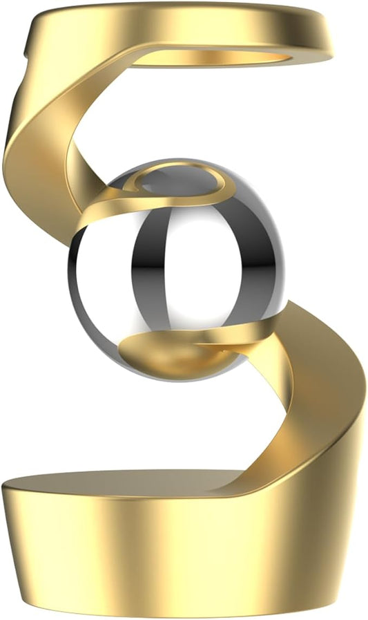 Adult Fidget Toys, Gravity Defying Kinetic Desk Toy, Metal Silent ADHD Fidget Toy for Adult, Fidget Spinner Toys for Office Desk(Gold-Silver Ball)