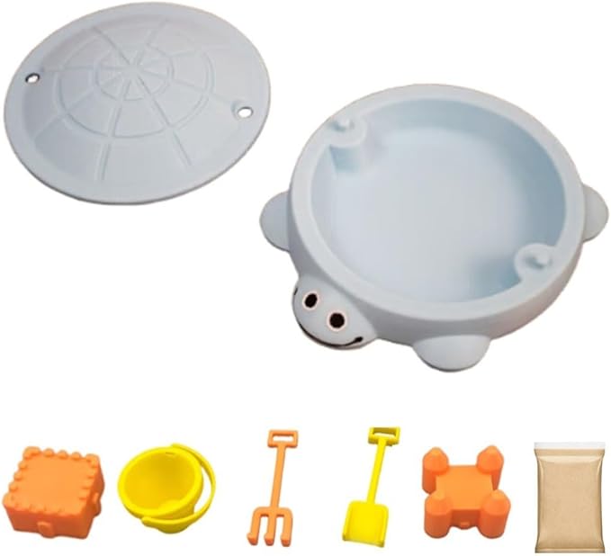 Mini Turtle Sandbox Desk Toy with Soft Sand and Small Tools, Premium Sand Garden for Desk Kit - Mini Zen Garden Kit Gifts Decor Desktop Accessories for Home, Office Stress Relief(Gray,5.5in)