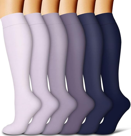 Copper Compression Socks for Women and Men(6 Pairs)-Best Support for Running, Athletic, Nursing, Travel