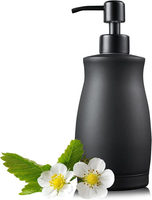 304 Stainless Steel Countertop Black Soap Dispenser Rust Resistant Leak-Proof Liquid Hand Sanitizer Pump with Hopper，for Kitchen Sink, Countertop, Bathroom (13.5oz/400ml)