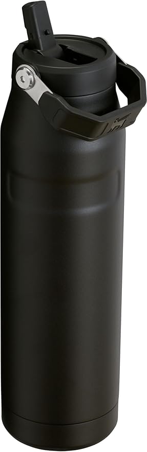 Stanley IceFlow Flip Straw 2.0 Water Bottle 36 OZ | Built-In Straw with Larger Opening | Lightweight & Leak-Resistant | Insulated Stainless Steel | BPA-Free | Black 2.0