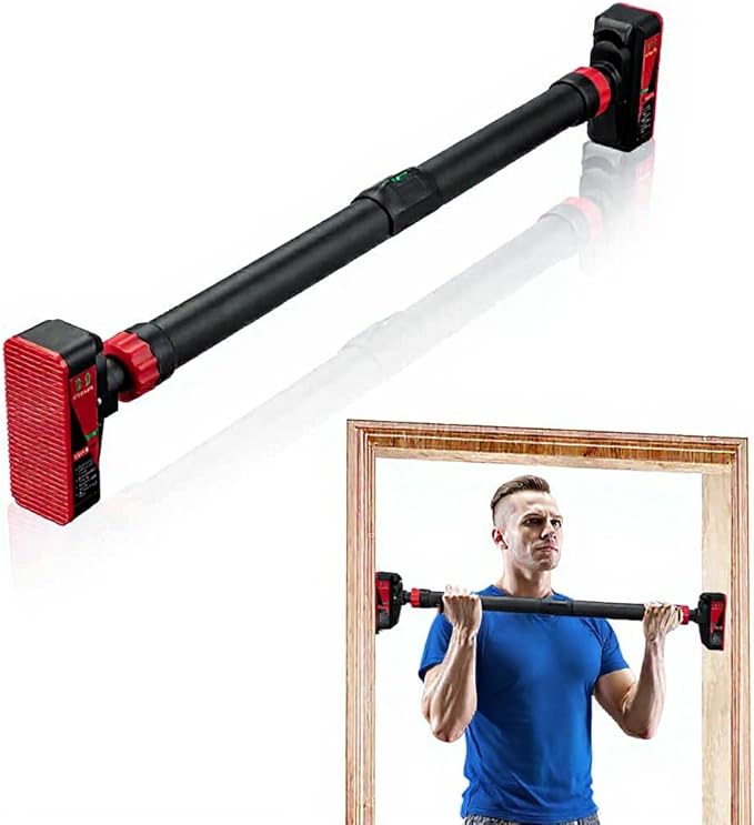 Pull Up Bar for Doorways, Chin Up Bar with Level Meter and Adjustable Width, Strength Training Bar No Screw Installation Needed