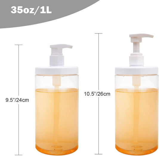 Cosywell Pump Bottle Dispenser Plastic Pump Bottles Refillable Bottles Wide Mouth Jar Style Empty Pump Bottles Bathroom Shower Containers for Lotion Shampoo Conditioner (White, 3X 1000ml)