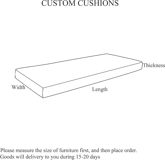 Custom Bench Cushion for Indoor Outdoor Furniture Non-Slip Rectangle Window Seat Cushion