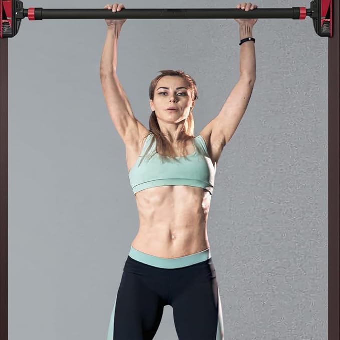 Pull Up Bar for Doorways, Chin Up Bar with Level Meter and Adjustable Width, Strength Training Bar No Screw Installation Needed